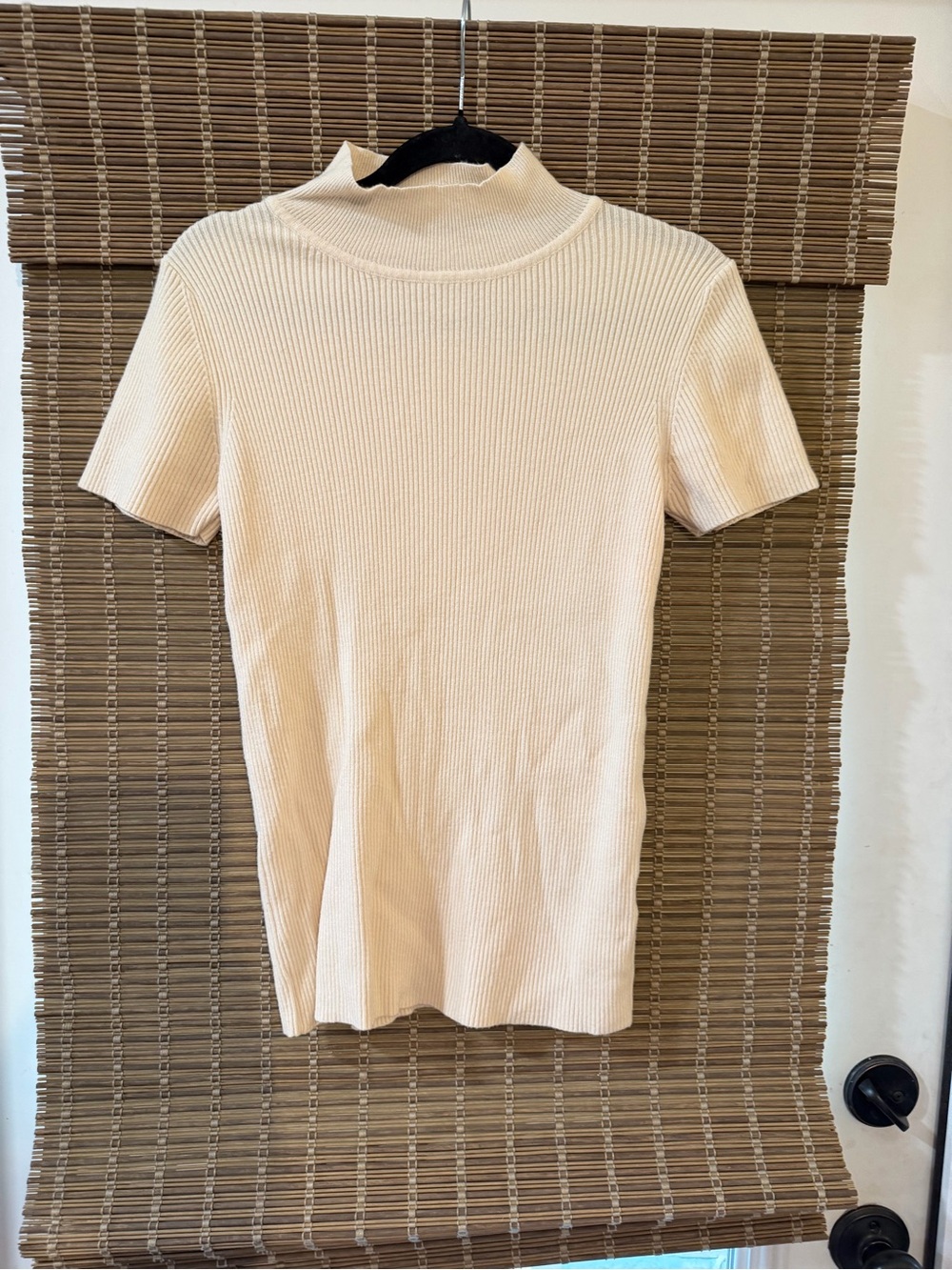 Baltic Born Cream Ribbed Short-Sleeve Mock Neck Top